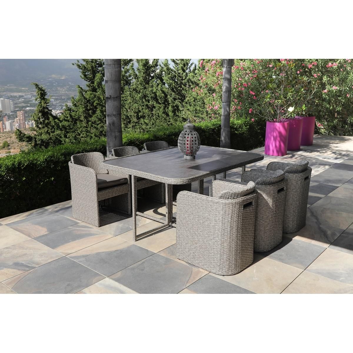 Salon de jardin encastrable 6 personnes THYM + housse