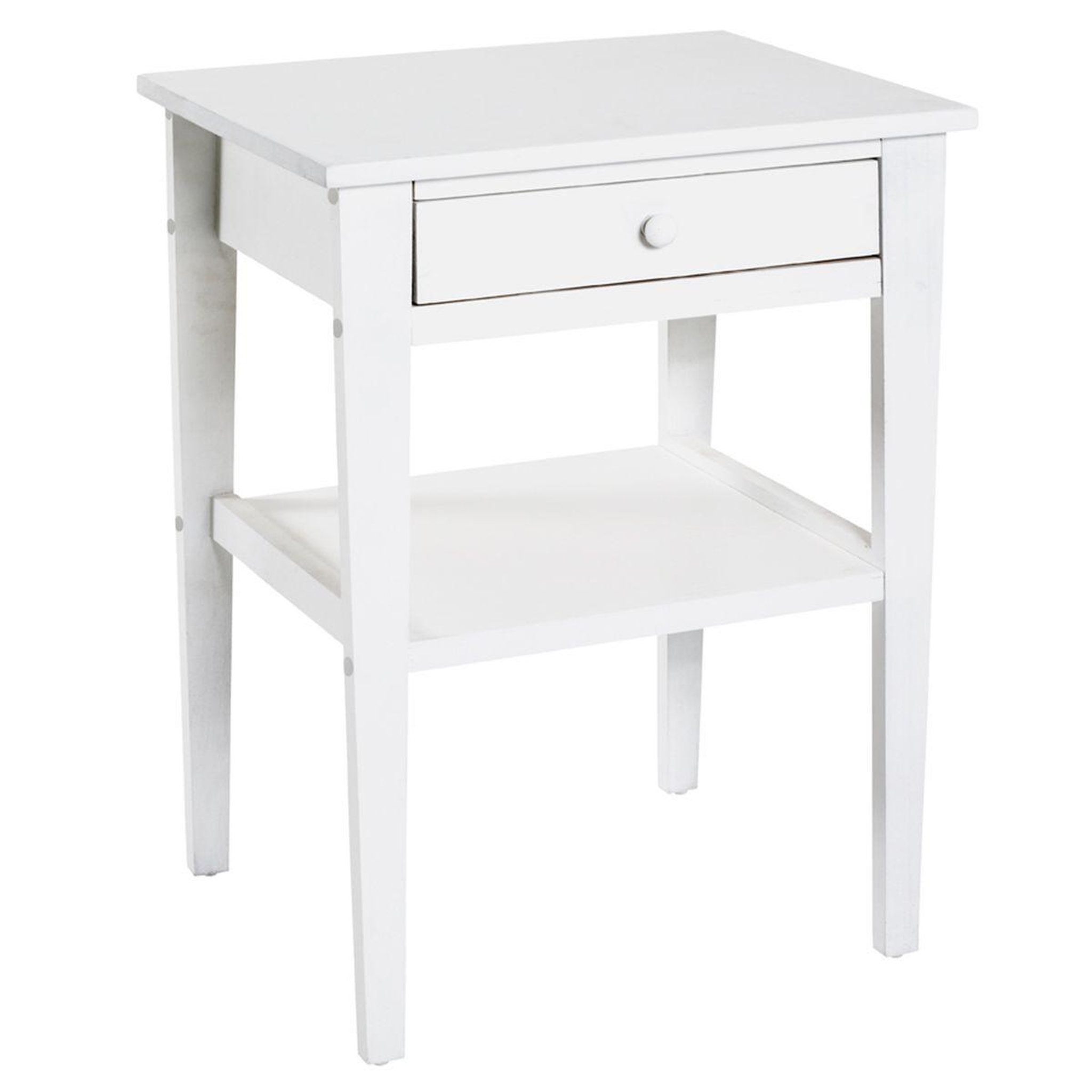 Paris Prix Table de chevet 1 tiroir  bois  60cm blanc