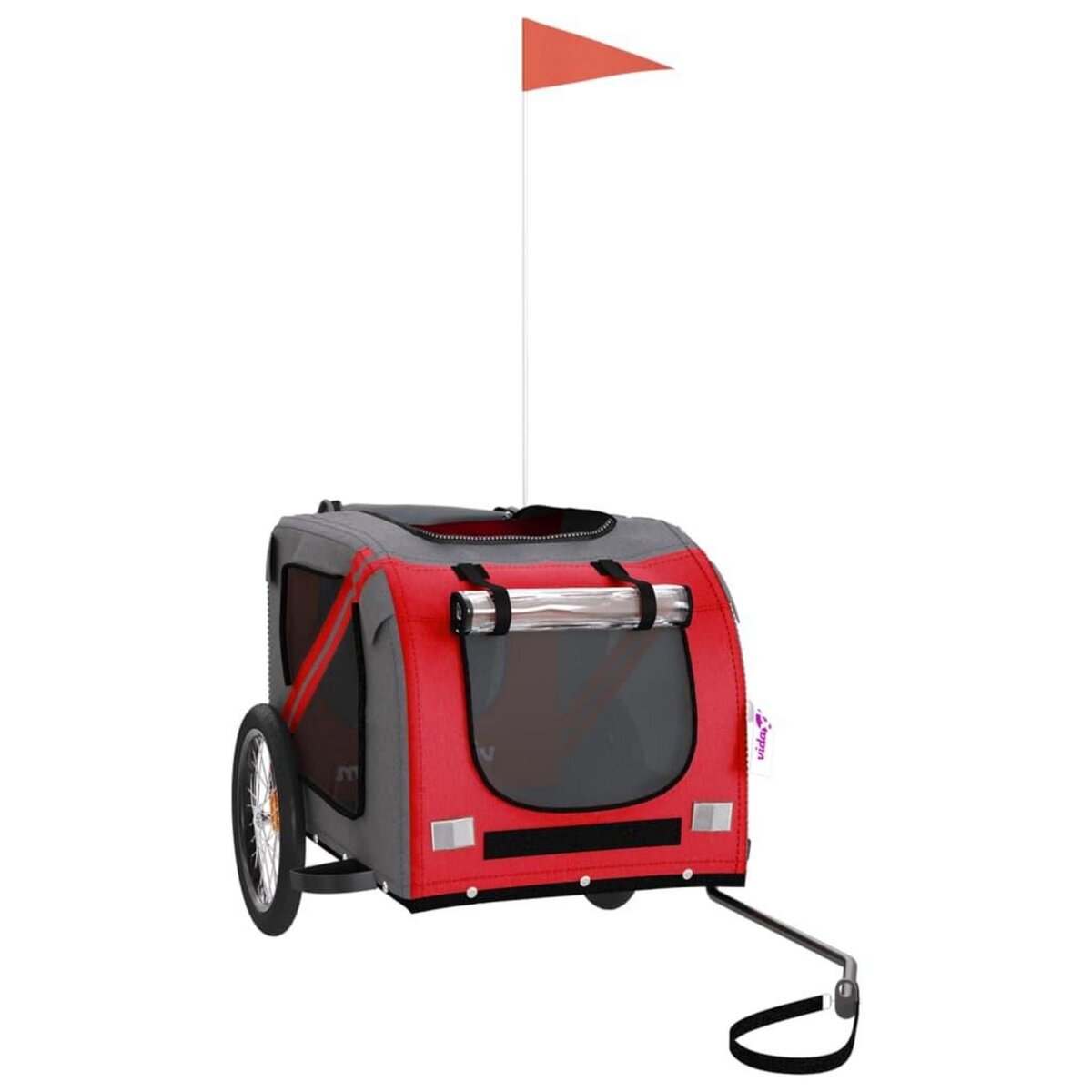 VIDAXL Remorque de velo pour animaux de compagnie rouge et gris