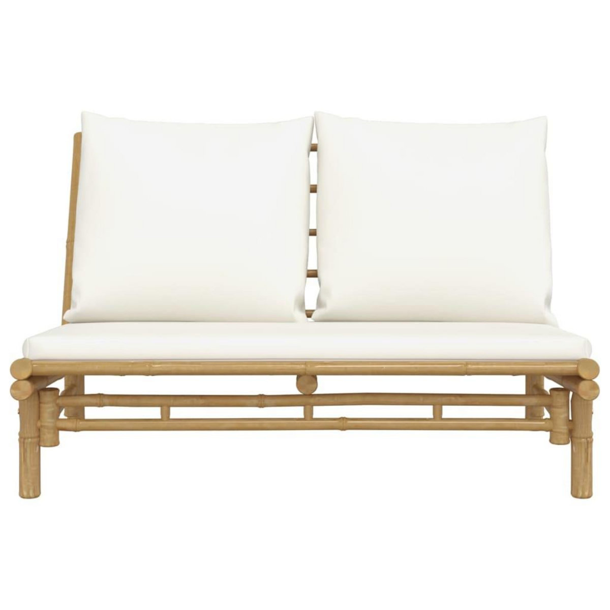 VIDAXL Banc de jardin avec coussins blanc creme bambou