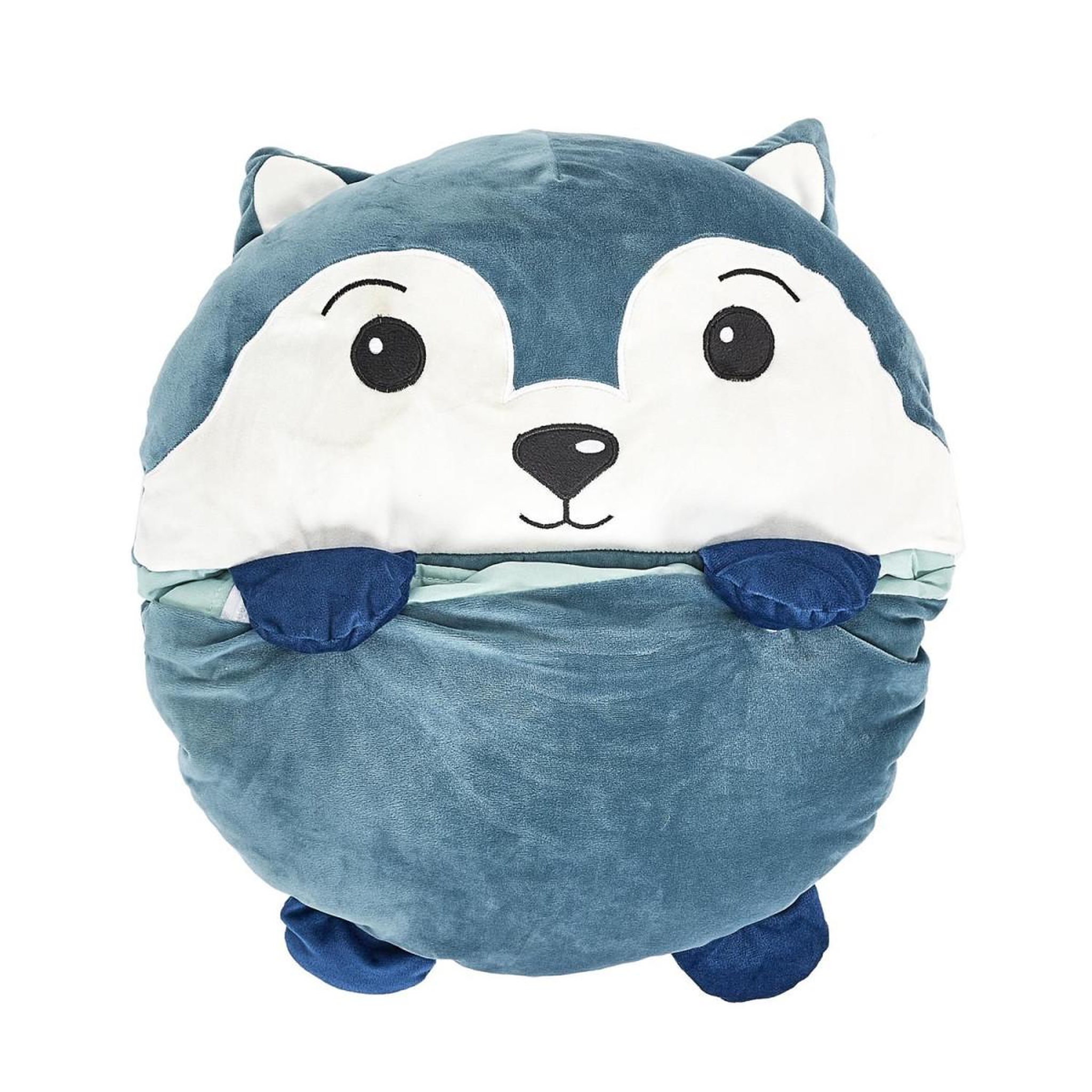 Voir la diapositive 1 : HOME DECO KIDS Sac de Couchage Convertible  Loup  50x130cm Bleu