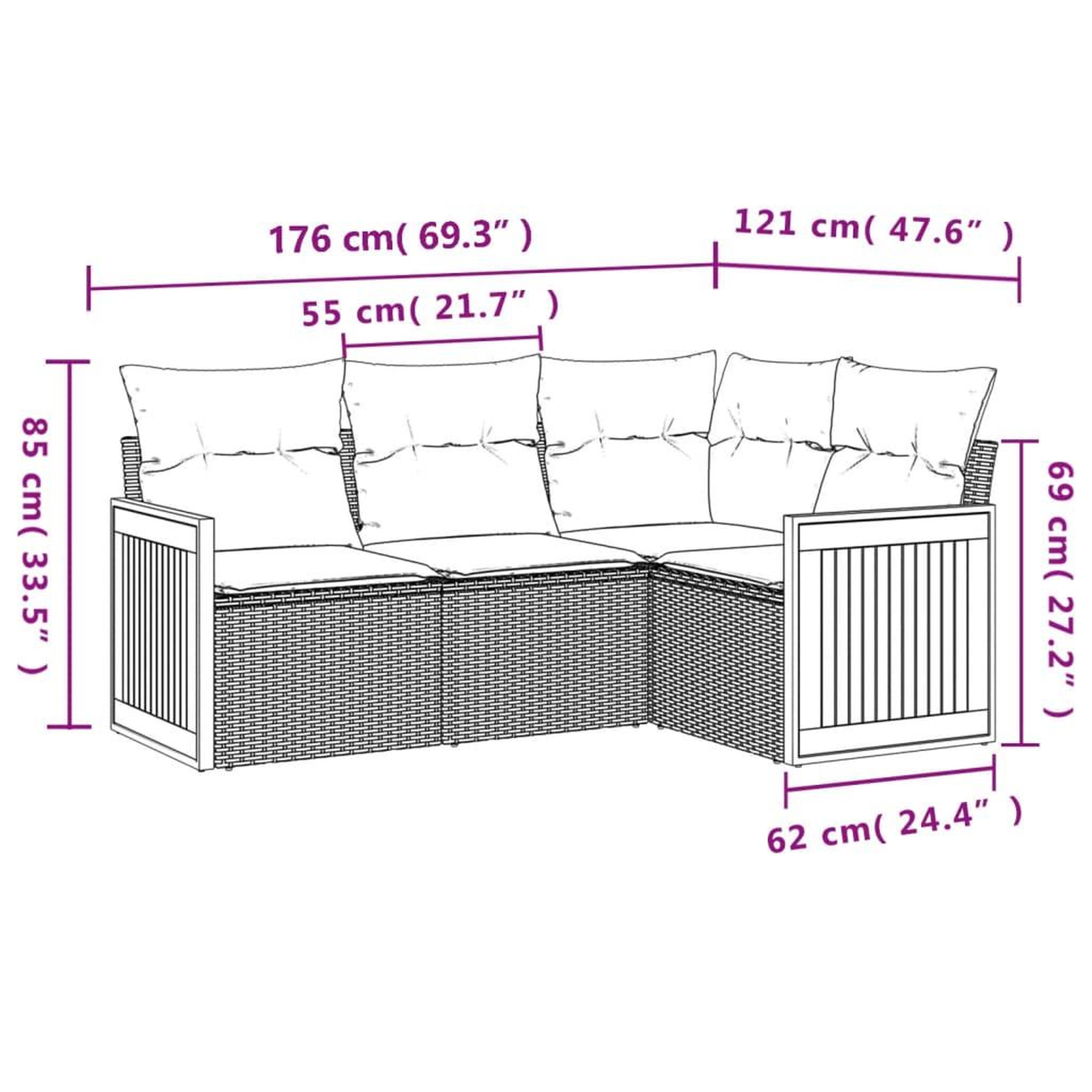 Voir la diapositive 4 : VIDAXL Salon de jardin 4 pcs avec coussins noir resine tressee