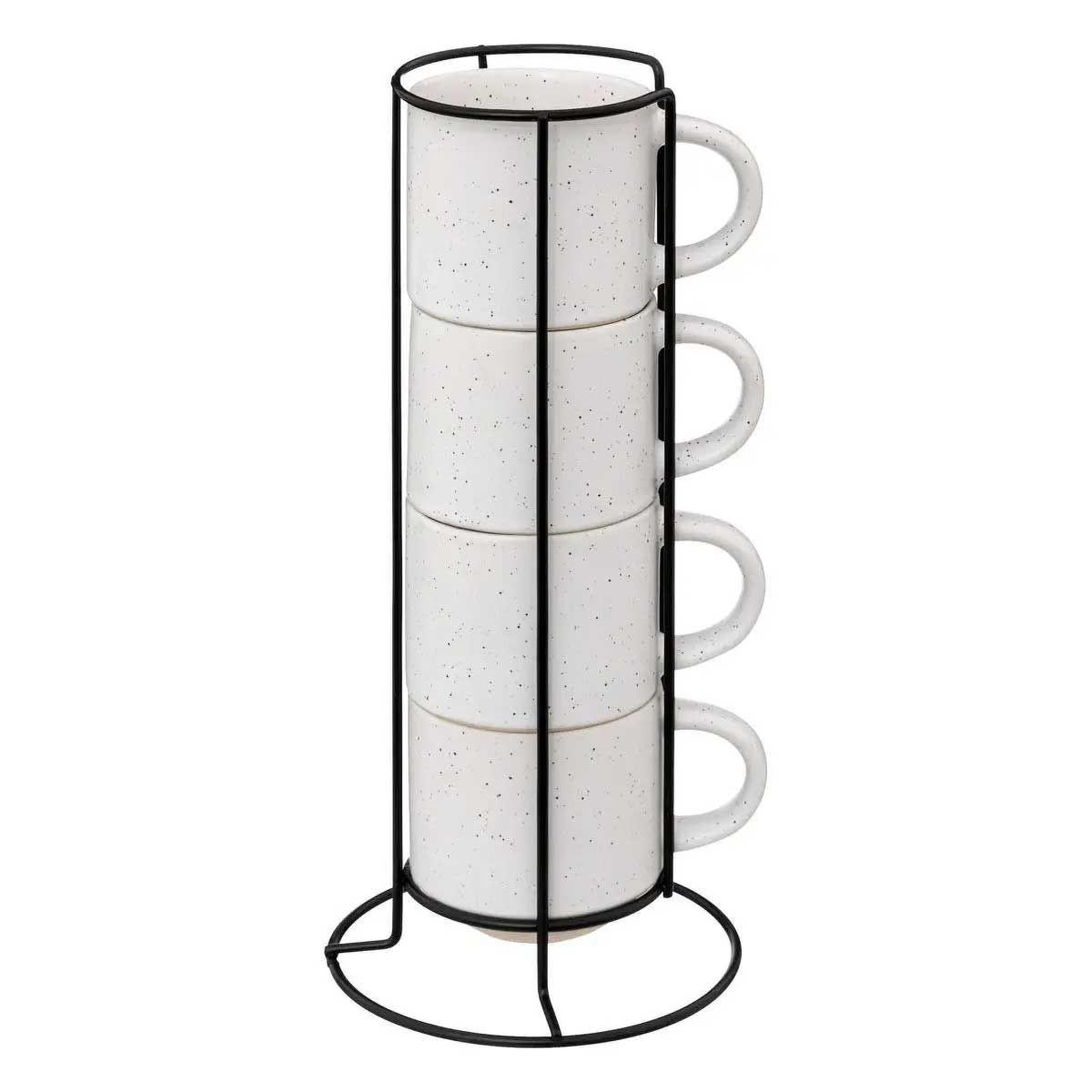 Voir la diapositive 1 : SECRET DE GOURMET Lot de 4 Mugs sur Rack  Lana  20cl Blanc