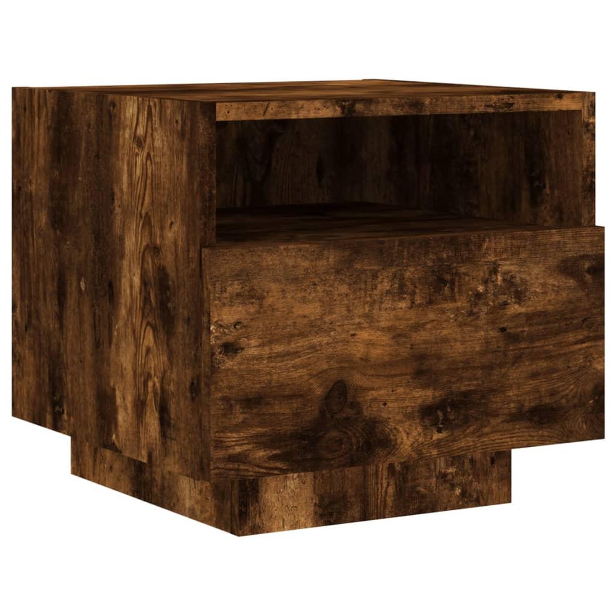 Voir la diapositive 5 : VIDAXL Table de chevet avec lumieres LED chene fume 40x39x37 cm