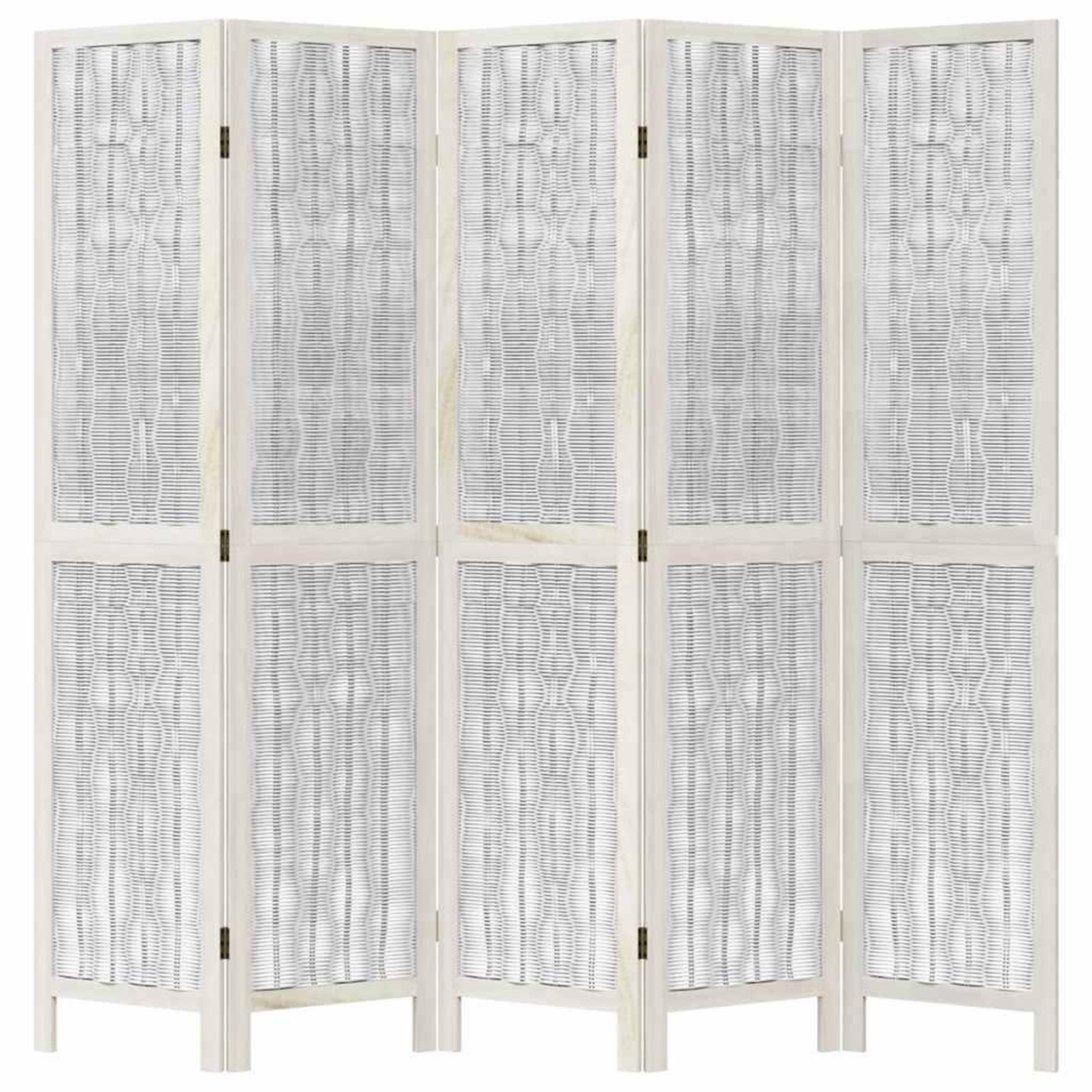 Voir la diapositive 4 : VIDAXL Cloison de separation 5 panneaux blanc bois de paulownia massif