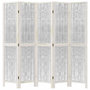Voir la diapositive 4 : VIDAXL Cloison de separation 5 panneaux blanc bois de paulownia massif