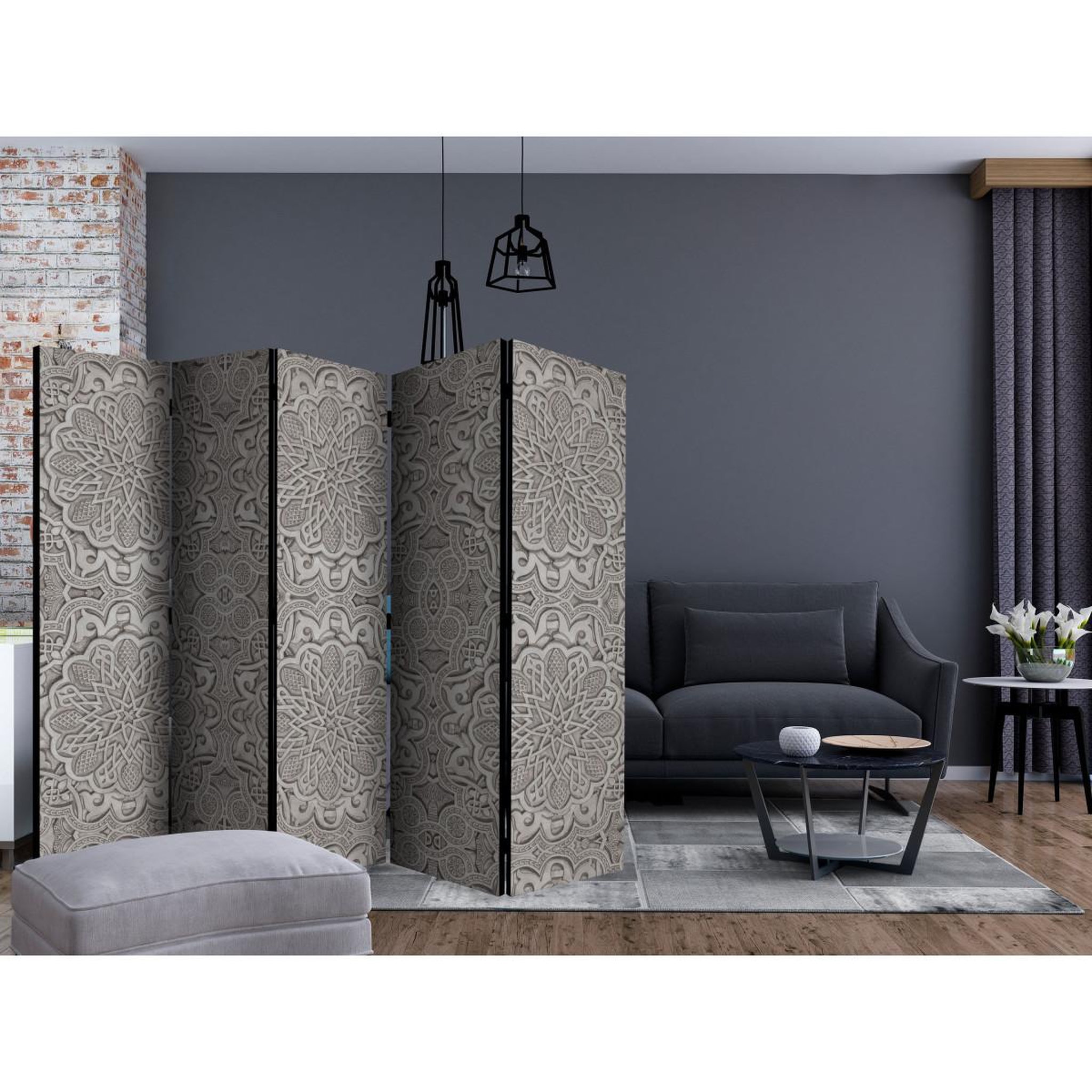 Voir la diapositive 2 : Paris Prix Paravent 5 volets  oriental ornament  172x225cm