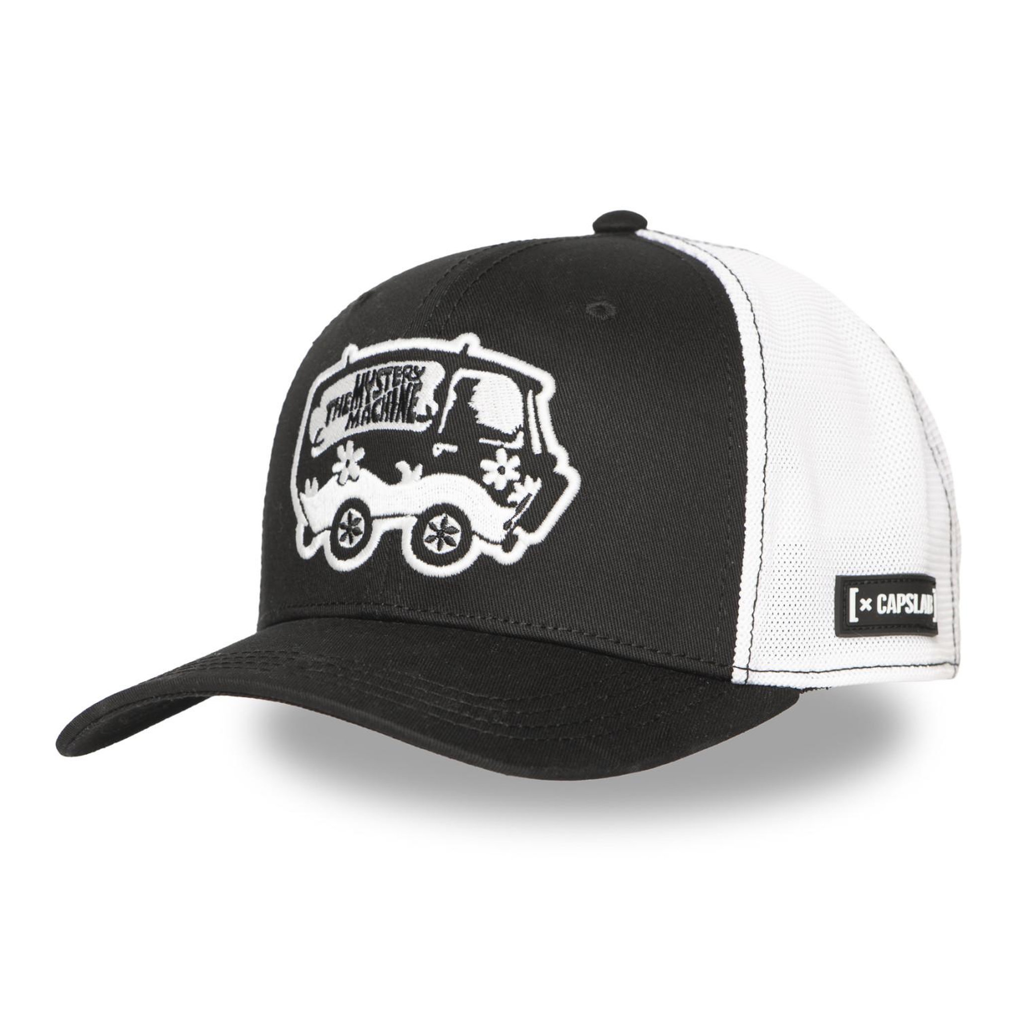 CAPSLAB Casquette trucker prenium semi curved logo bakugo. Coloris disponibles : Noir