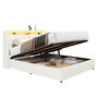 Voir la diapositive 1 : MERAX Lit coffre rembourré 160x200 cm coloris blanc led mdf
