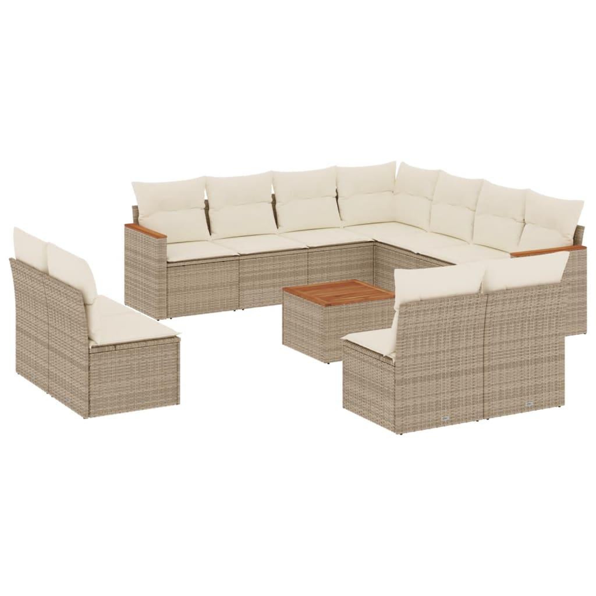 Voir la diapositive 2 : VIDAXL Salon de jardin avec coussins 12 pcs beige resine tressee