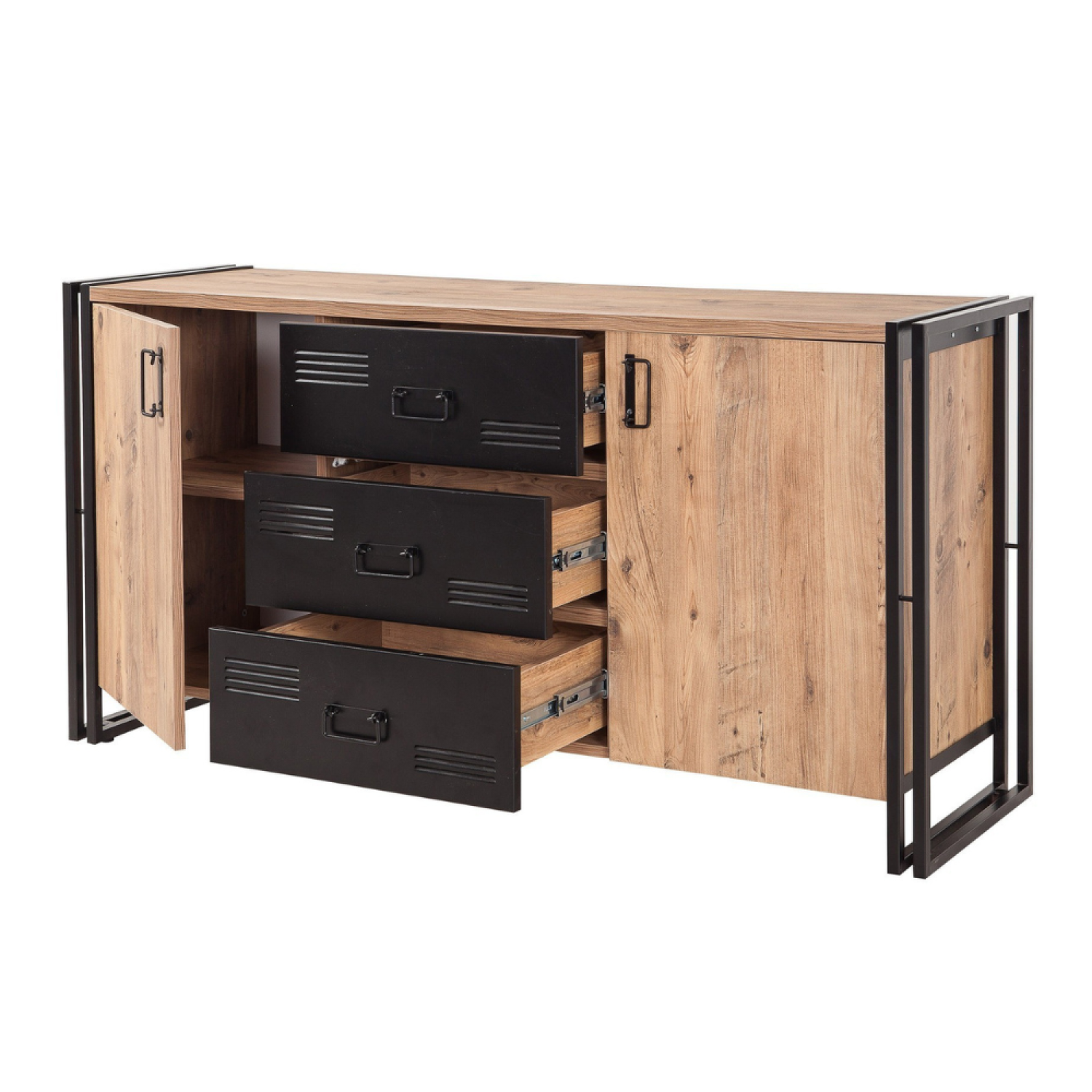 Voir la diapositive 5 : CONCEPT USINE Buffet industriel avec portes et tiroirs holen
