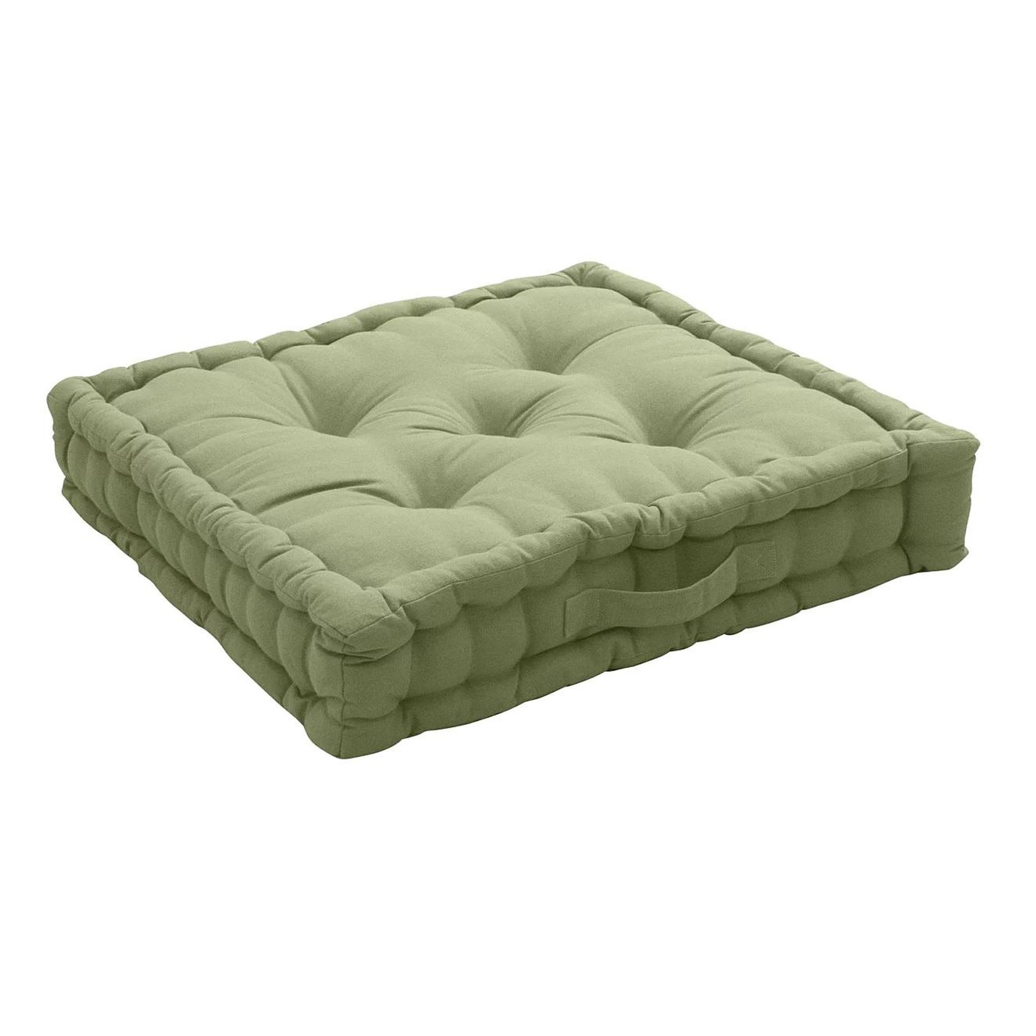 Eden Coussin de sol uni en coton panama. Coloris disponibles : Bleu, Gris, Marron