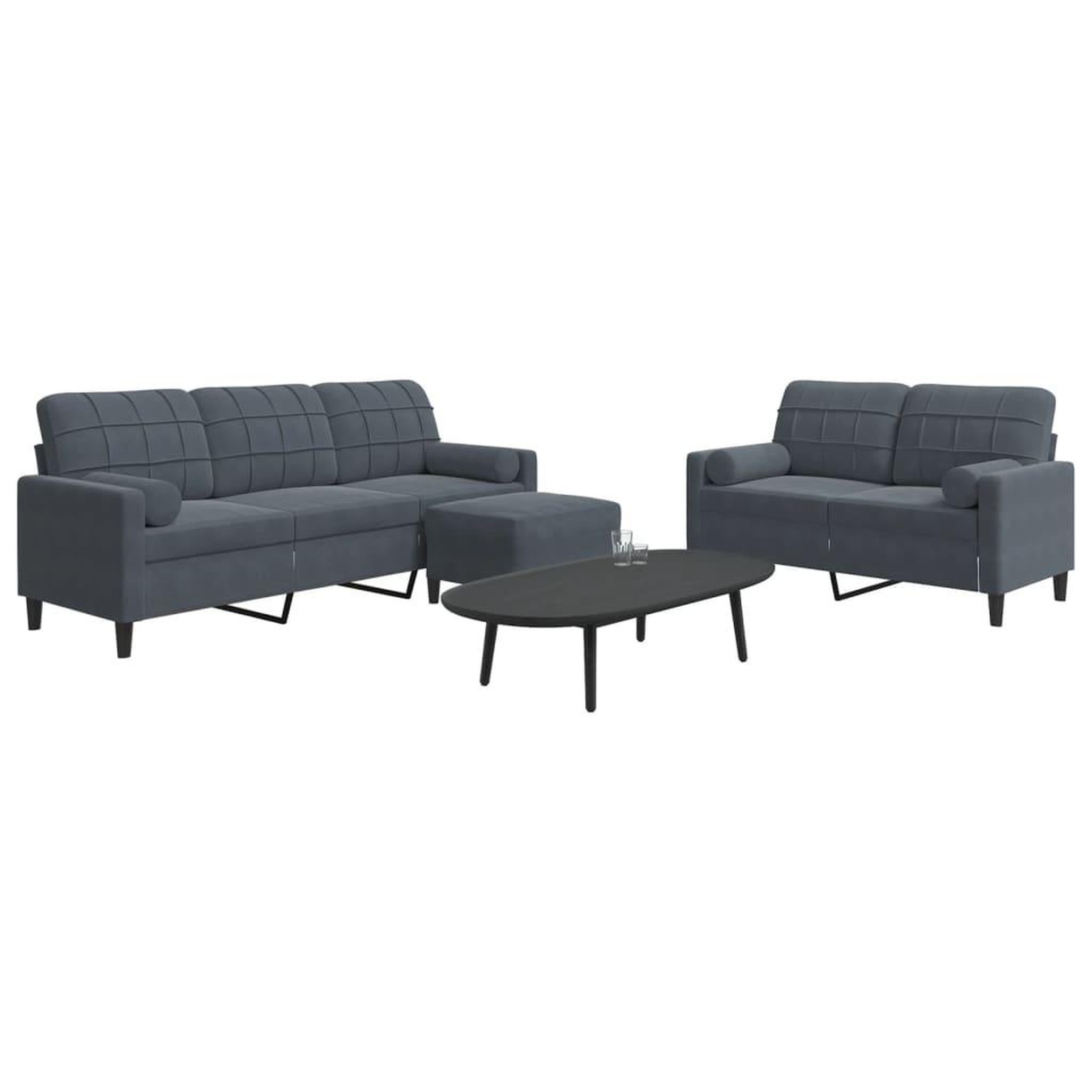 VIDAXL Ensemble de canapes 3 pcs avec coussins et traversins velours