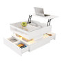 Voir la diapositive 1 : MERAX Table basse relevable rectangulaire blanc - 67x70 cm led panneau de particules