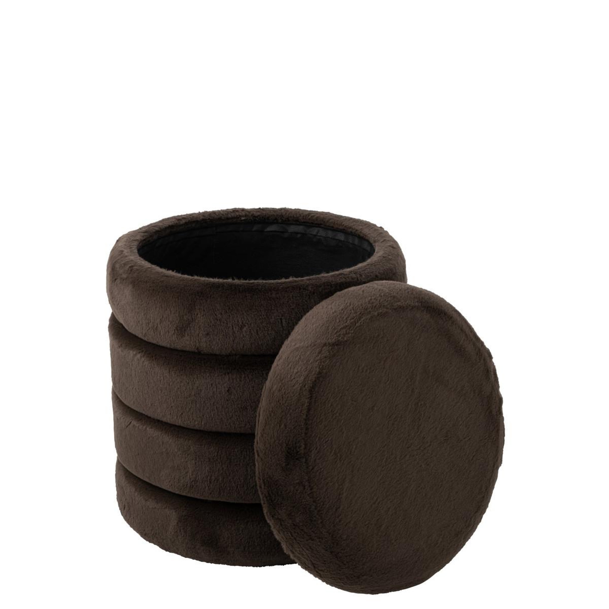 Voir la diapositive 5 : J-LINE Pouf coffre imitation fourrure  cotton  47cm marron