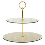 Paris Prix Plateau de Présentation 2 Niveaux  Verre  25cm Doré