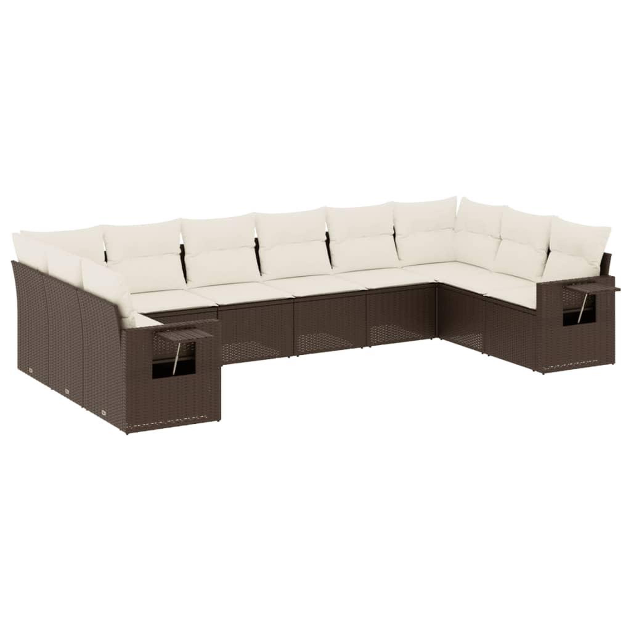 Voir la diapositive 2 : VIDAXL Salon de jardin 10 pcs avec coussins marron resine tressee
