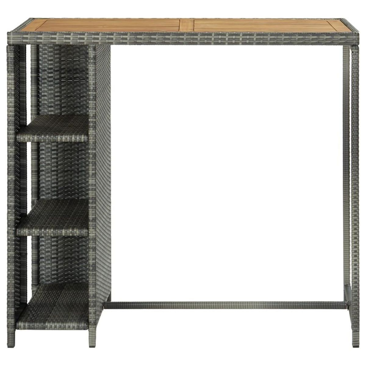 VIDAXL Table de bar avec rangement Gris 120x60x110 cm Resine tressee