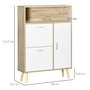 Voir la diapositive 3 : HOMCOM Meuble à chaussures design scandinave placard 3 portes 3 étagères niche piètement effilé incliné bois panneaux aspect chêne clair
