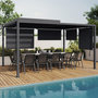 Voir la diapositive 2 : ID MARKET Pergola bioclimatique lames orientables acier 3x4 M et 4 stores gris anthracite