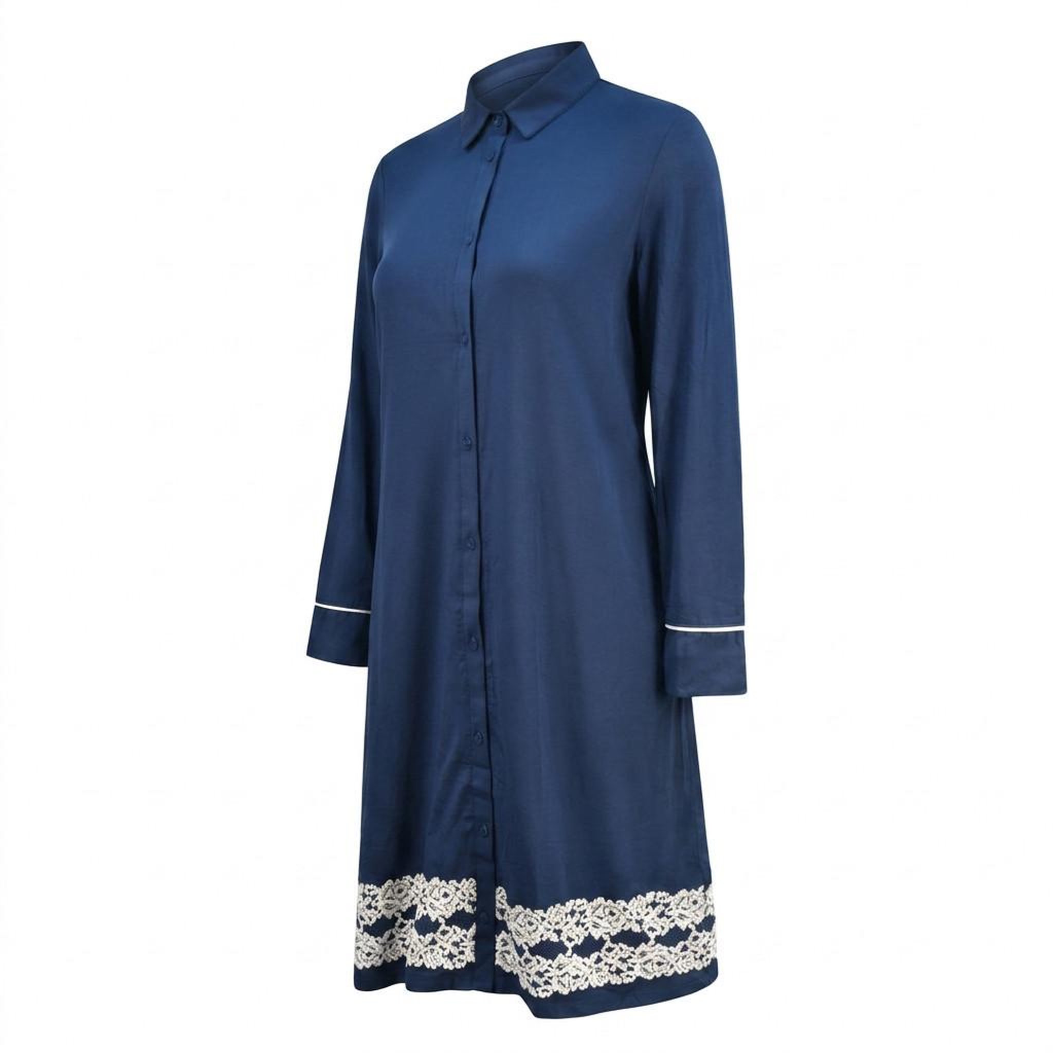 Voir la diapositive 1 : OZABI OZABI Chemise de Nuit Femme Boutonnée Dentelle Viscose