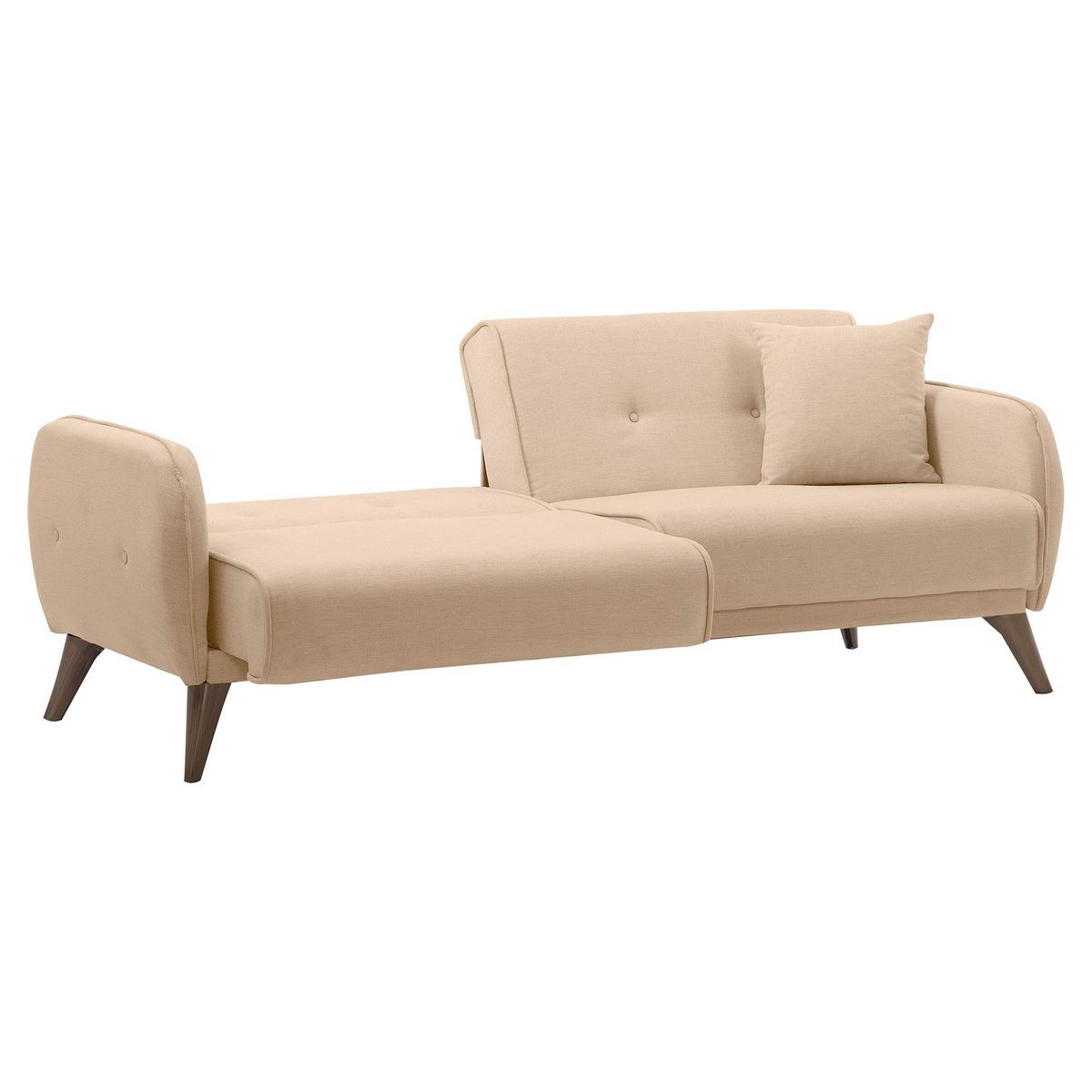 Canapé droit convertible 3 places tissu pieds bois clair BONJO