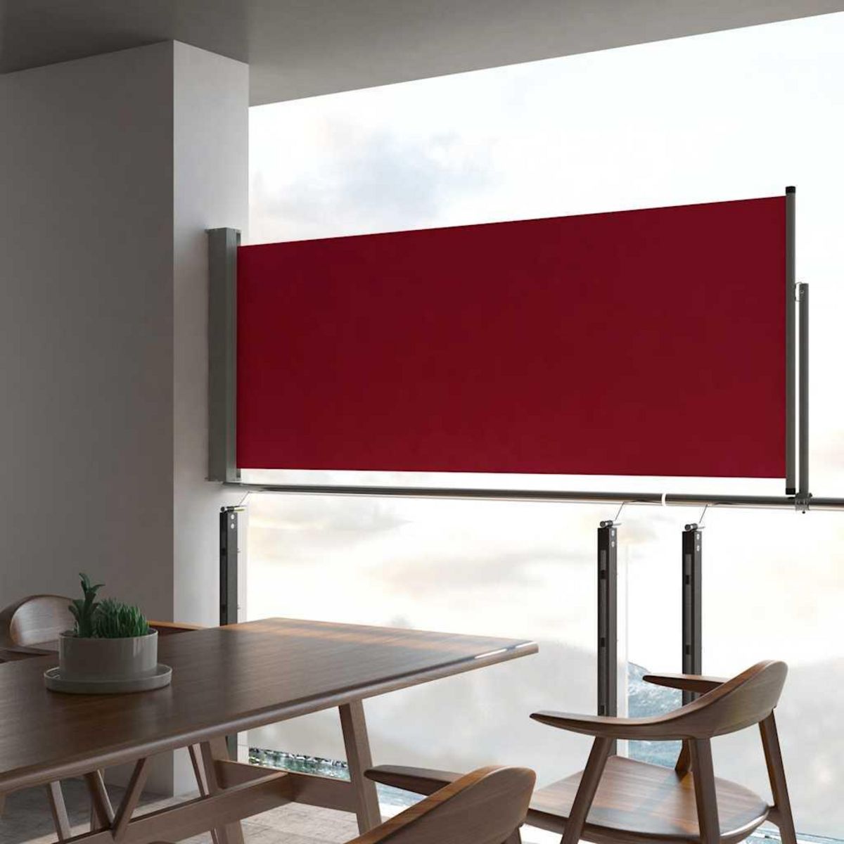 VIDAXL Auvent lateral retractable de patio 100x300 cm Rouge