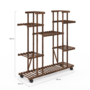 Voir la diapositive 5 : ID MARKET Etagère à pots de fleurs porte plante en bois 8 niveaux à roulettes