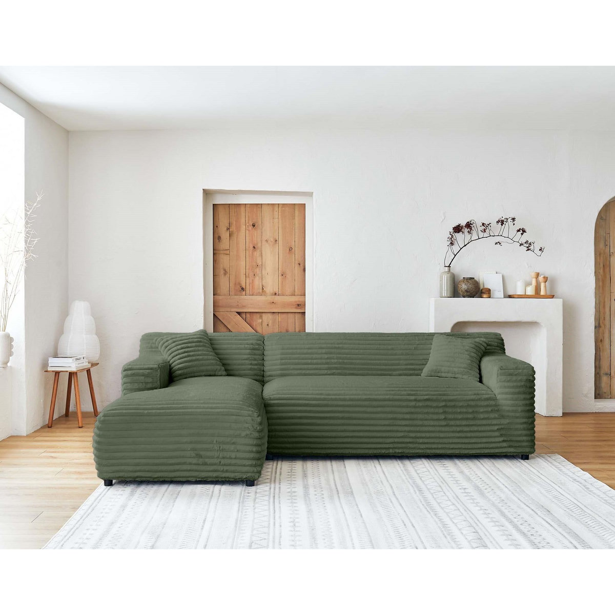 LISA DESIGN Laponie - canapé d'angle gauche - 4 places - en fausse fourrure côtelée