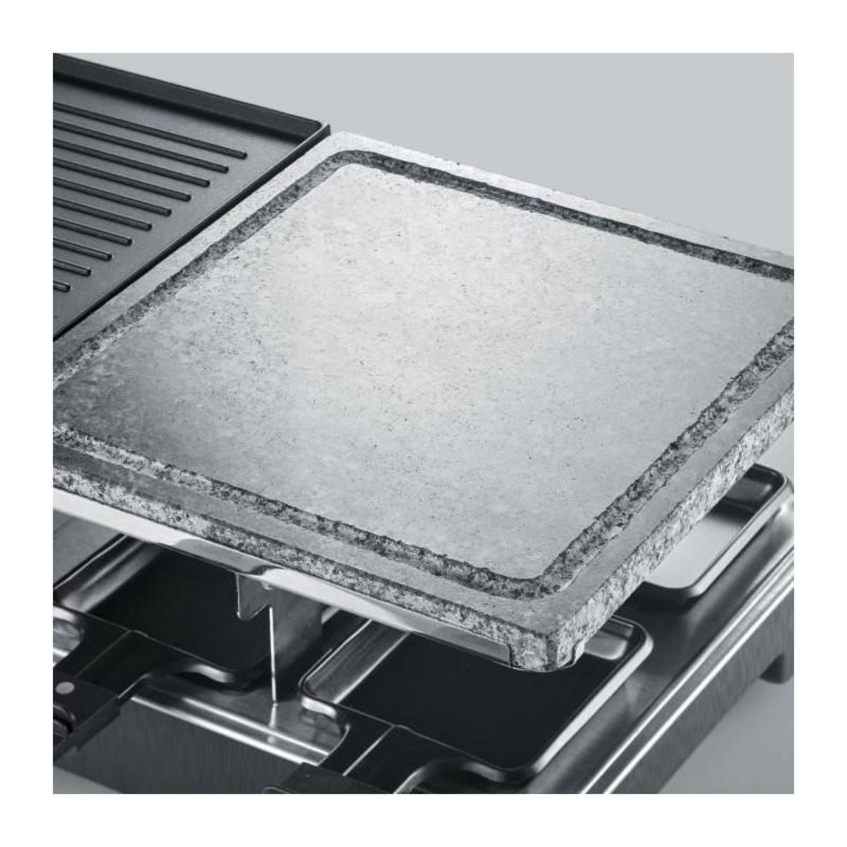 SEVERIN Raclette Gril SEVERIN - RG2376 - 8 personnes - Pierre de Cuisson Naturelle et Plaque Réversible Antiadhésive - Thermostat rég
