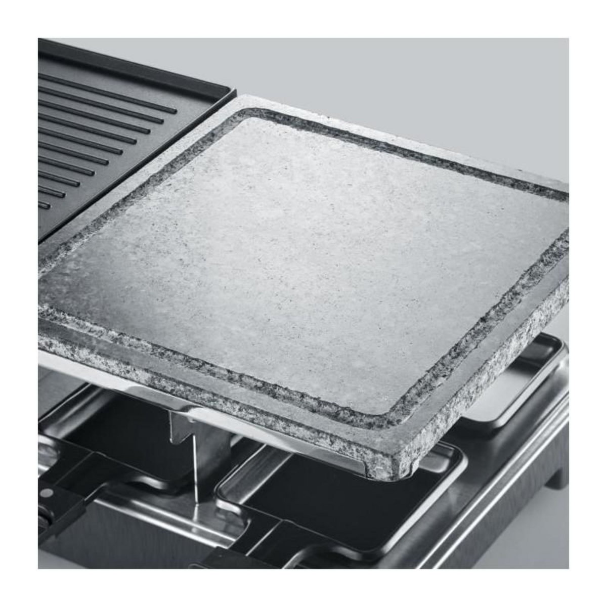 SEVERIN Raclette Gril SEVERIN - RG2376 - 8 personnes - Pierre de Cuisson Naturelle et Plaque Réversible Antiadhésive - Thermostat rég