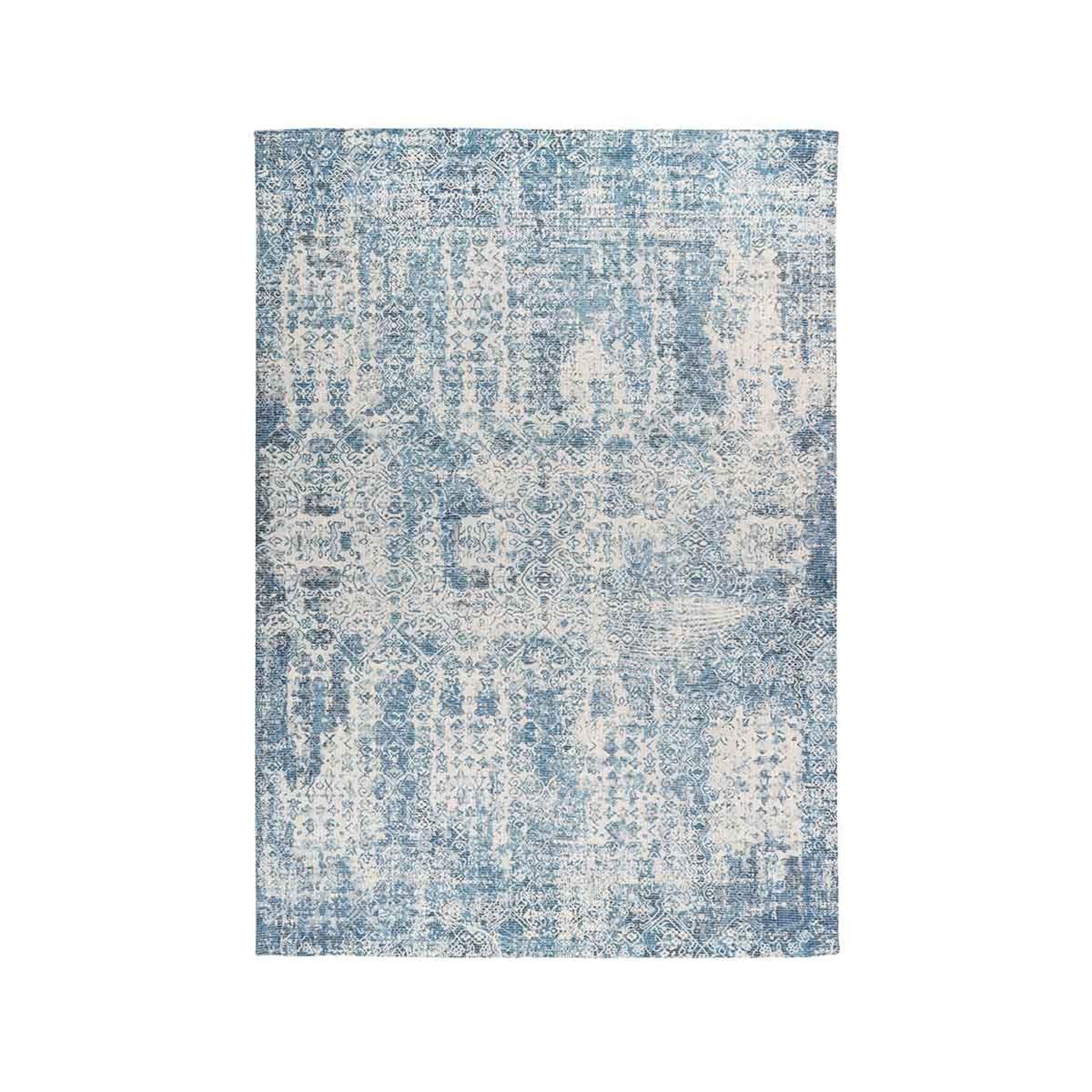 Voir la diapositive 1 : Paris Prix Tapis Tissé Imprimé Vintage Délavé  Percy  Bleu