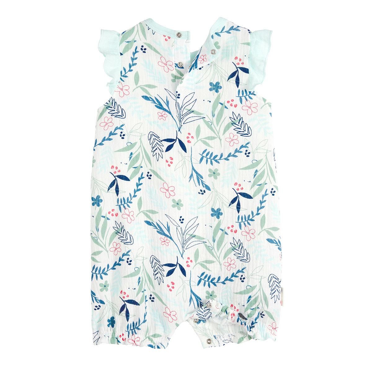 Petit Béguin Barboteuse bébé en gaze de coton écrue Dahlia