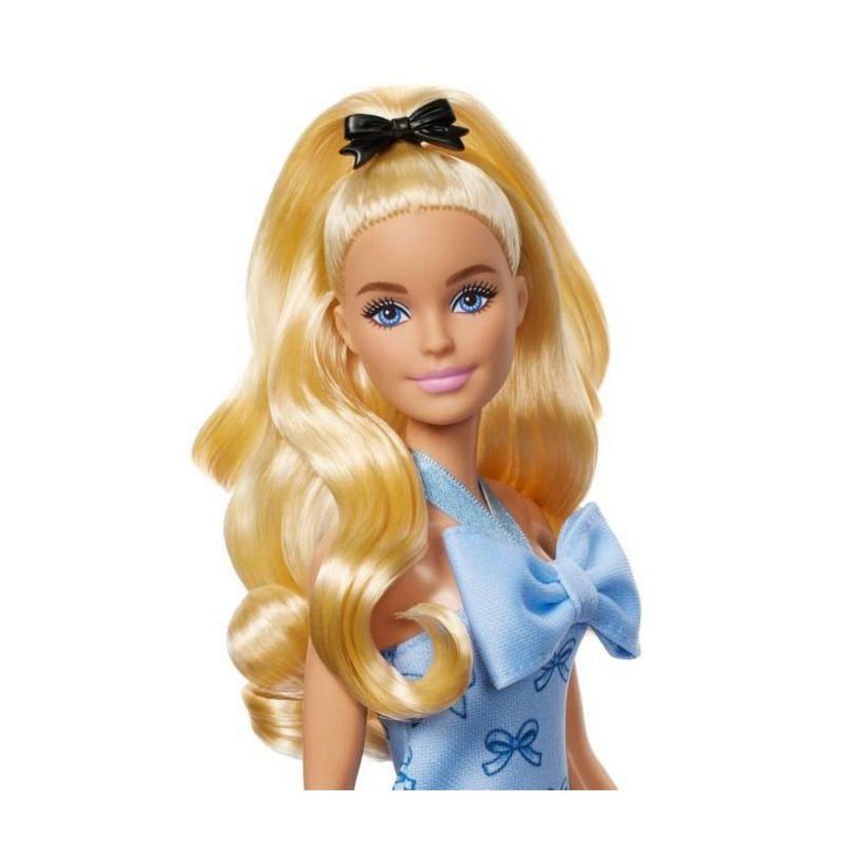 BARBIE Barbie - Poupée Barbie Fashionistas Robe Dos Nu Bleu Layette avec noeud - Barbie - HYT93