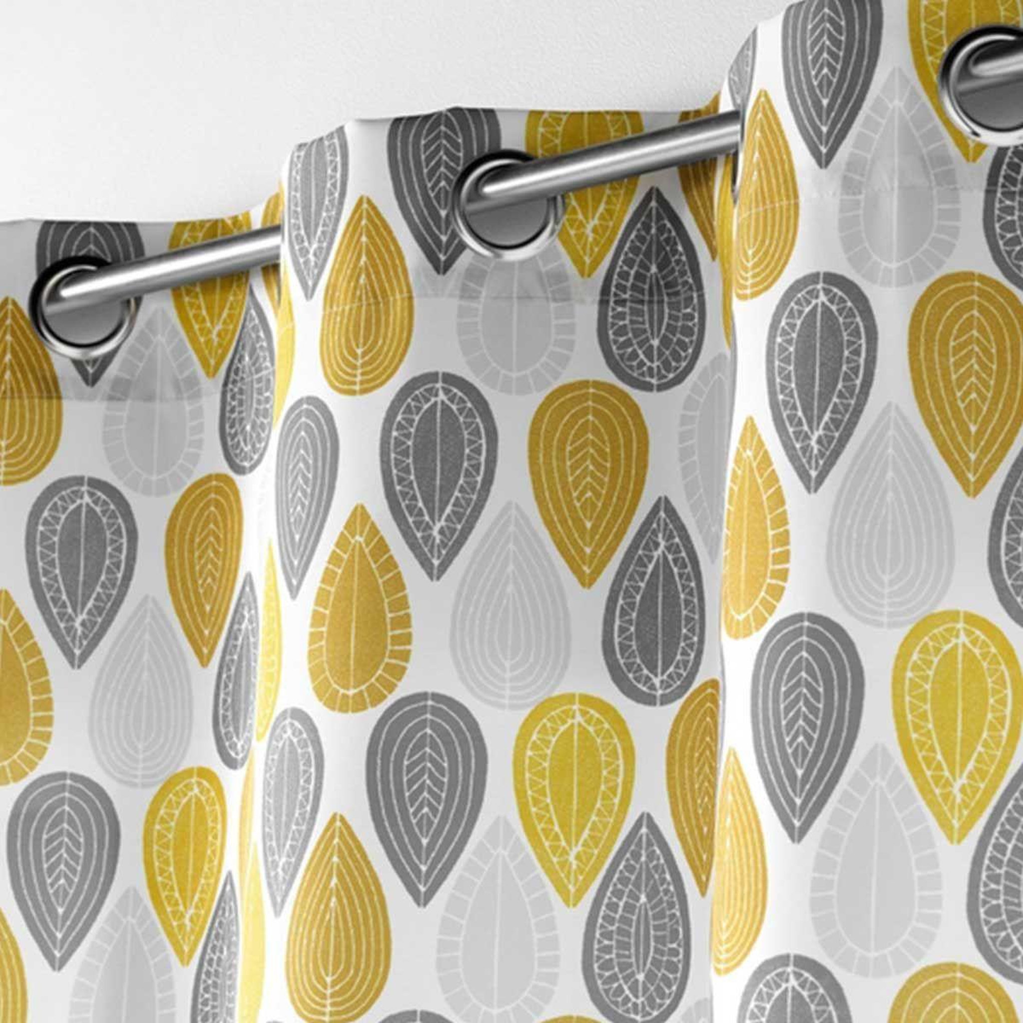 Voir la diapositive 2 : Douceur d'Intérieur Rideau à œillets imprimé  palpito  140x260cm jaune & blanc