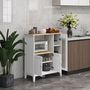 Voir la diapositive 4 : HOMCOM Buffet style classique chic - 3 portes 3 étagères niche petit électroménager - blanc aspect chêne clair
