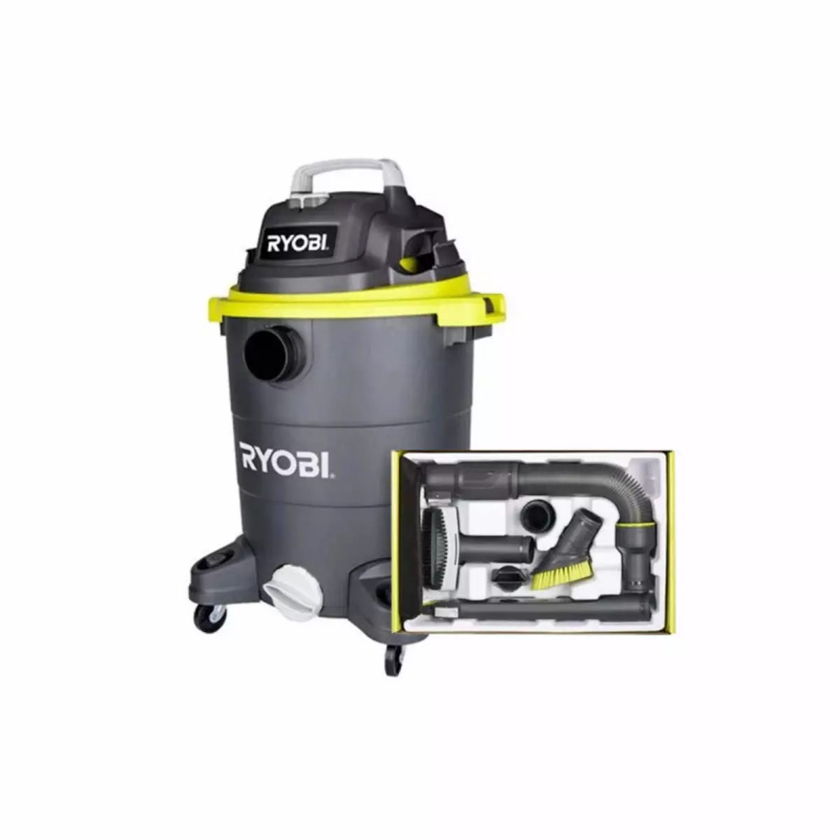 Ryobi Pack RYOBI Aspirateur eau et poussière 1400W - 30L - RVC-1430PPT-G - 6 accessoires nettoyage automo