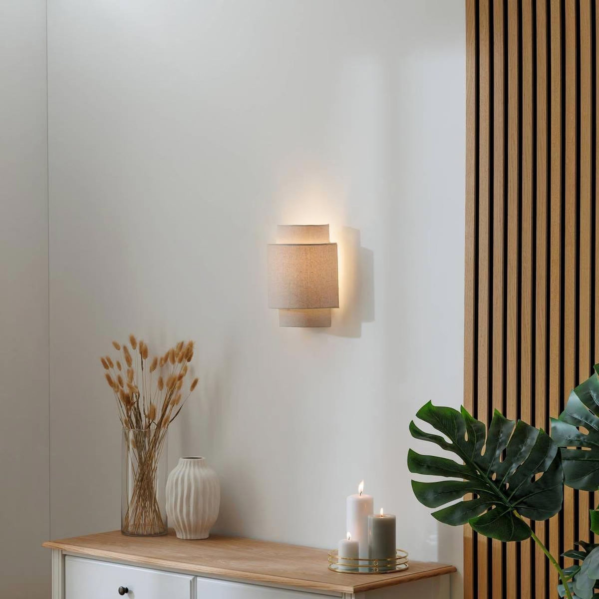 ATMOSPHERA Applique Murale en Lin  Nahel  27cm Beige