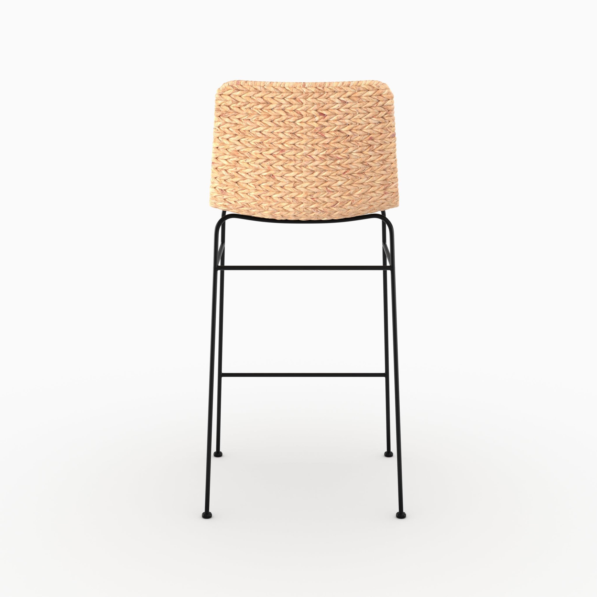 Voir la diapositive 6 : MAISON PAVANE Lot de 2 chaises pour îlot central 66 cm en matière naturelle et noir-faro