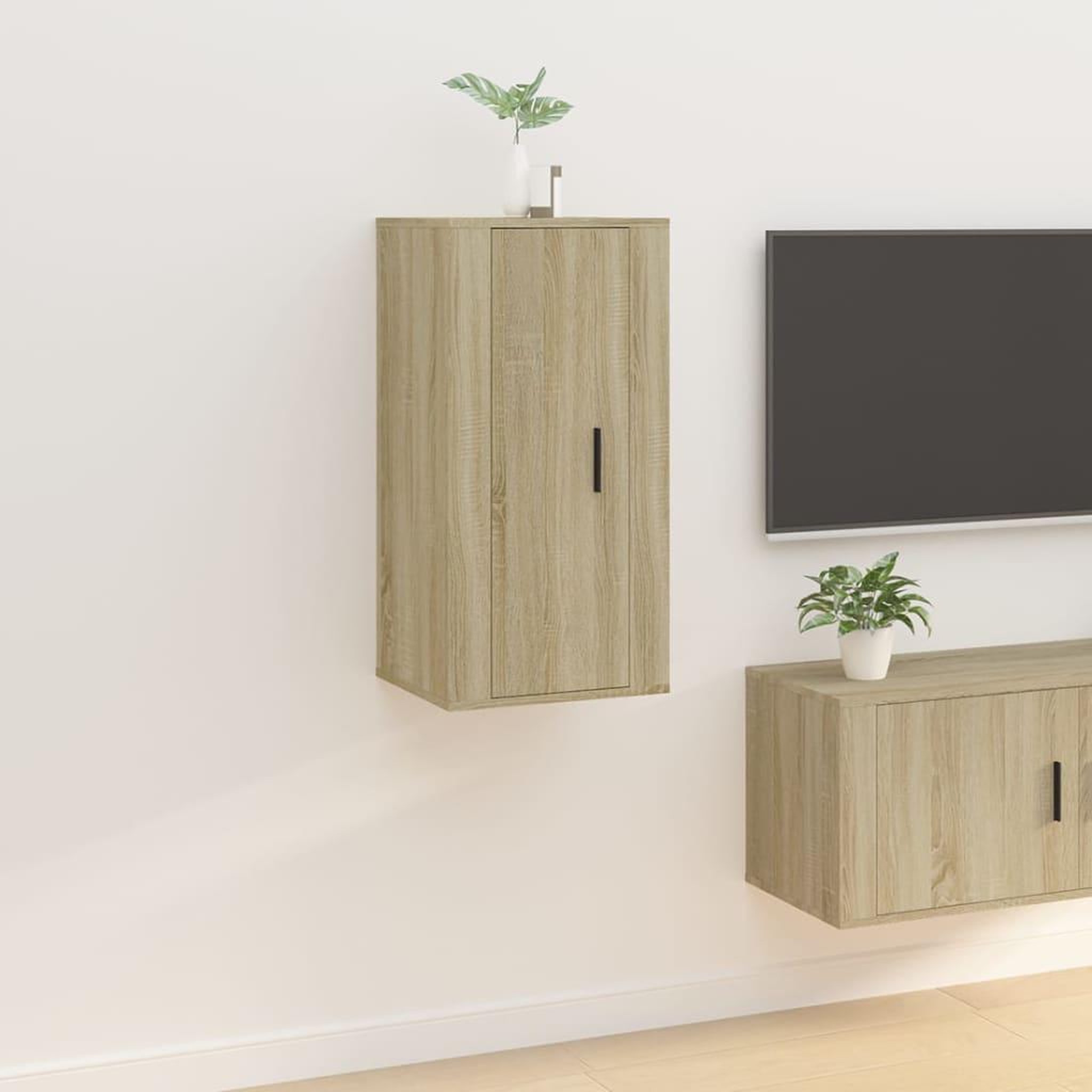 Voir la diapositive 1 : VIDAXL Meuble TV mural Chene sonoma 40x34,5x80 cm