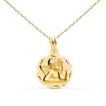 L'ATELIER D'AZUR Collier - Médaille Or Jaune Ange - Chaîne Dorée - Gravure Offerte