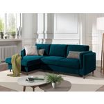 LISA DESIGN Brooke - canapé d'angle gauche - convertible avec coffre - 4 places - en velours. Coloris disponibles : Bleu