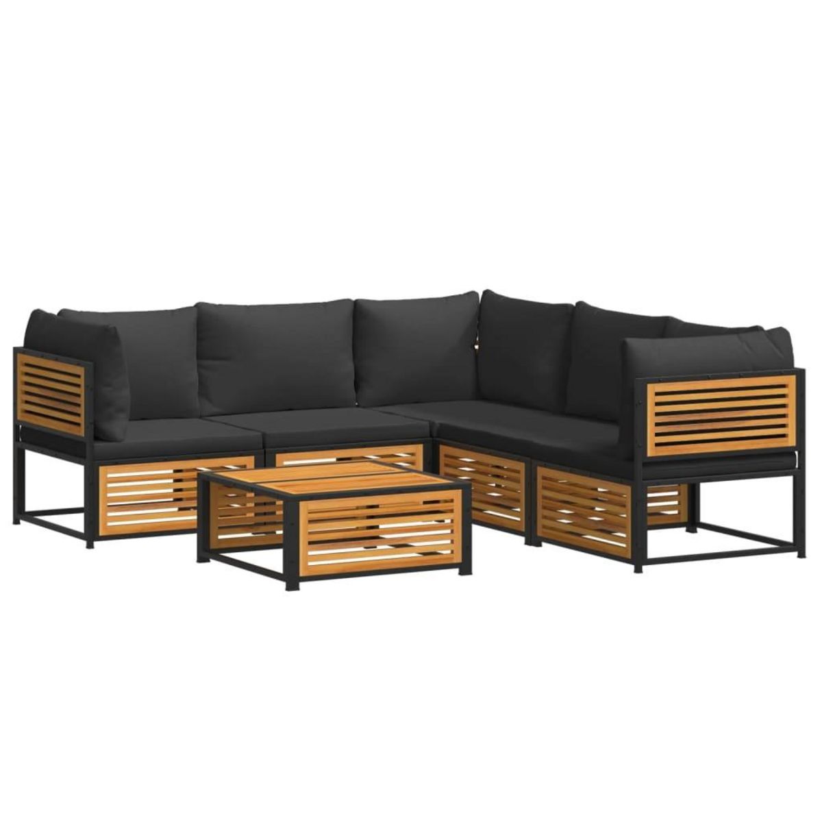 VIDAXL Salon de jardin avec coussins 6 pcs bois d'acacia solide