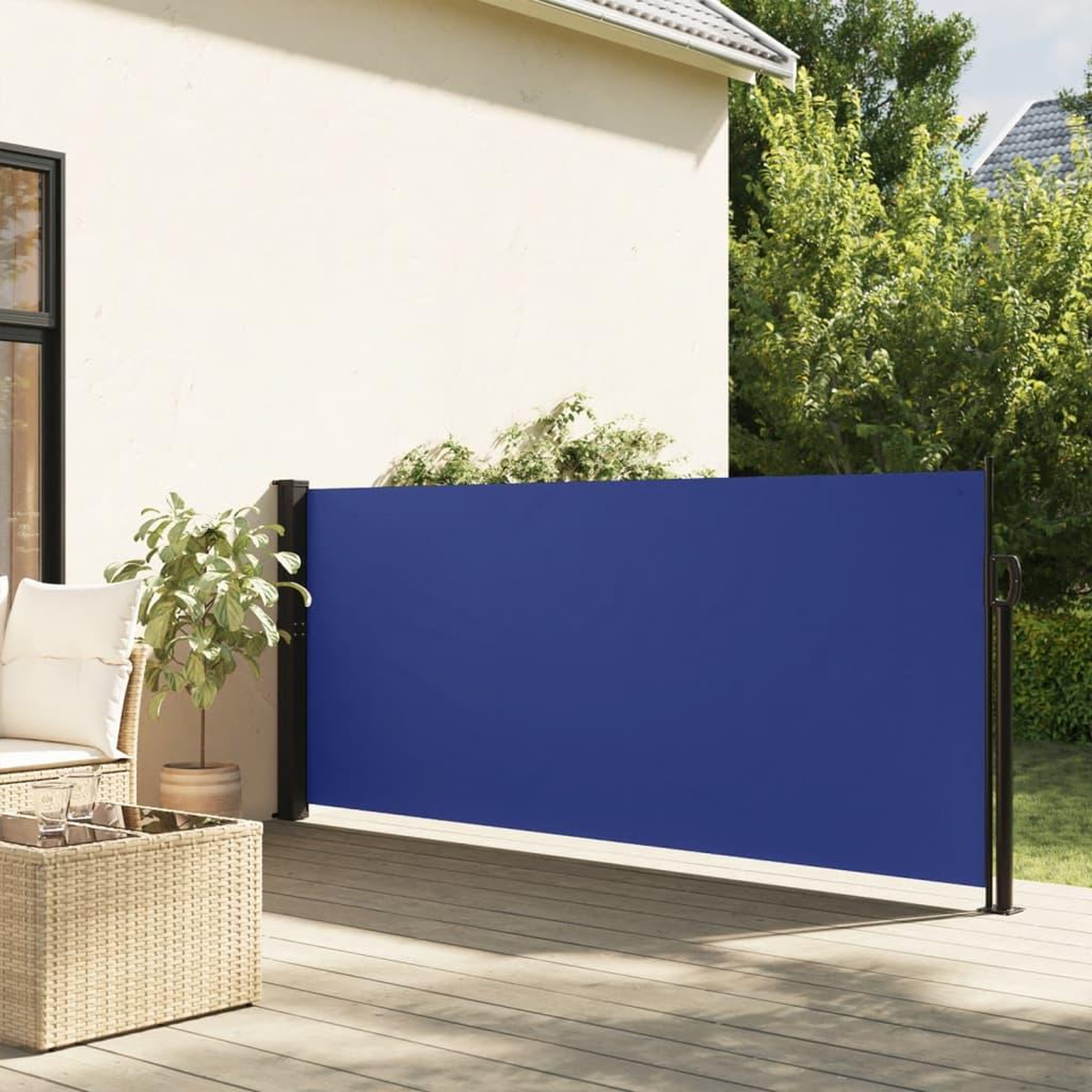VIDAXL Auvent lateral retractable bleu 140x600 cm