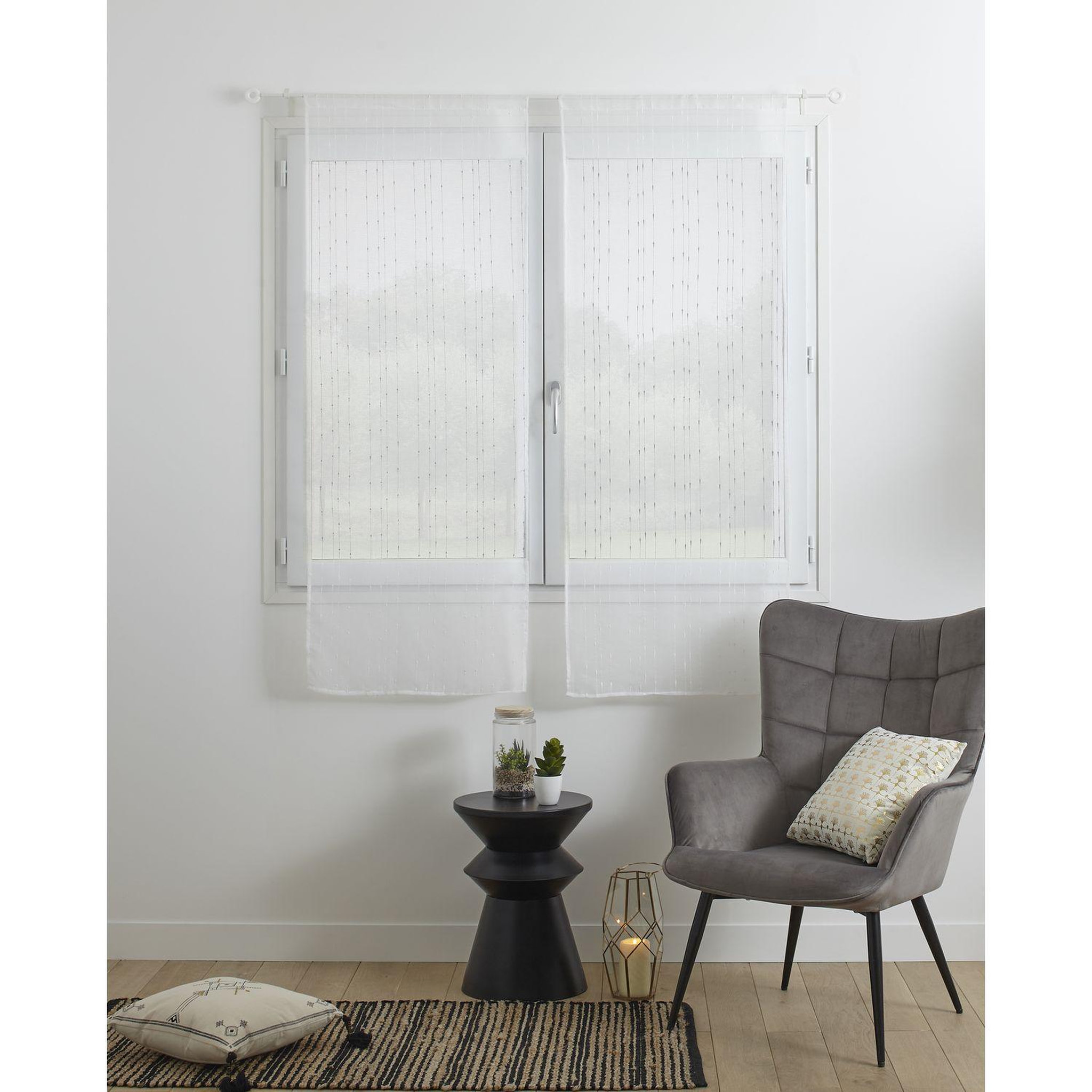 Voir la diapositive 2 : ATMOSPHERA 2 voilages anissa - 60 x 160 cm - blanc