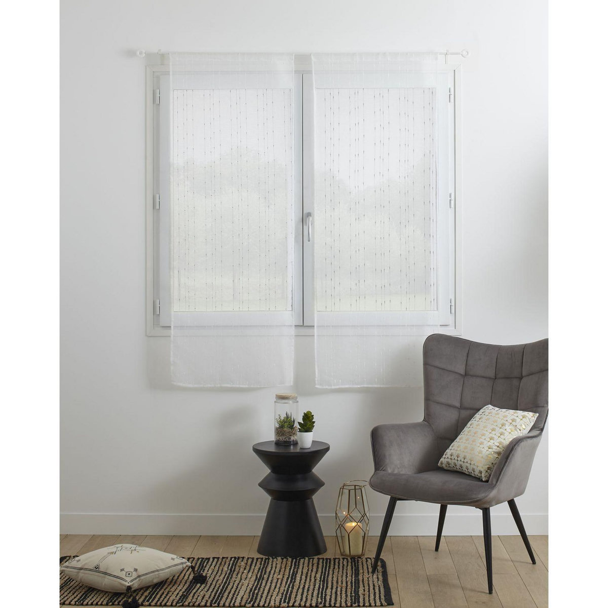 ATMOSPHERA 2 Voilages Anissa - 60 x 160 cm - Blanc