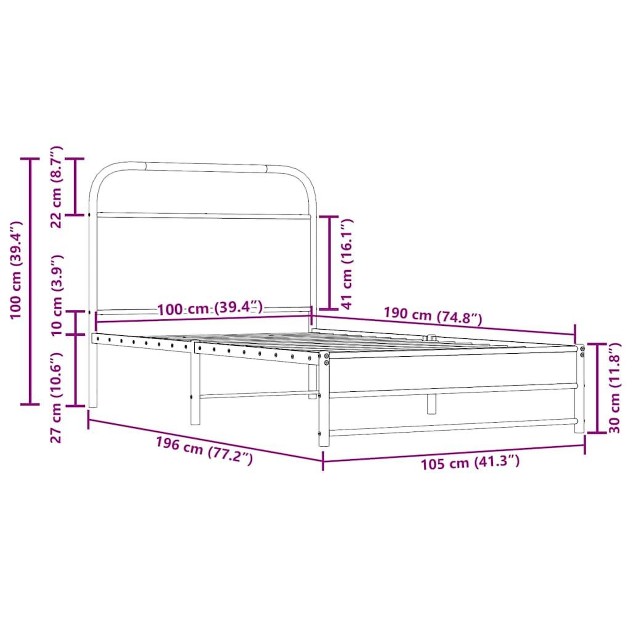 Voir la diapositive 6 : VIDAXL Cadre de lit sans matelas 100x190 cm chene fume bois ingenierie