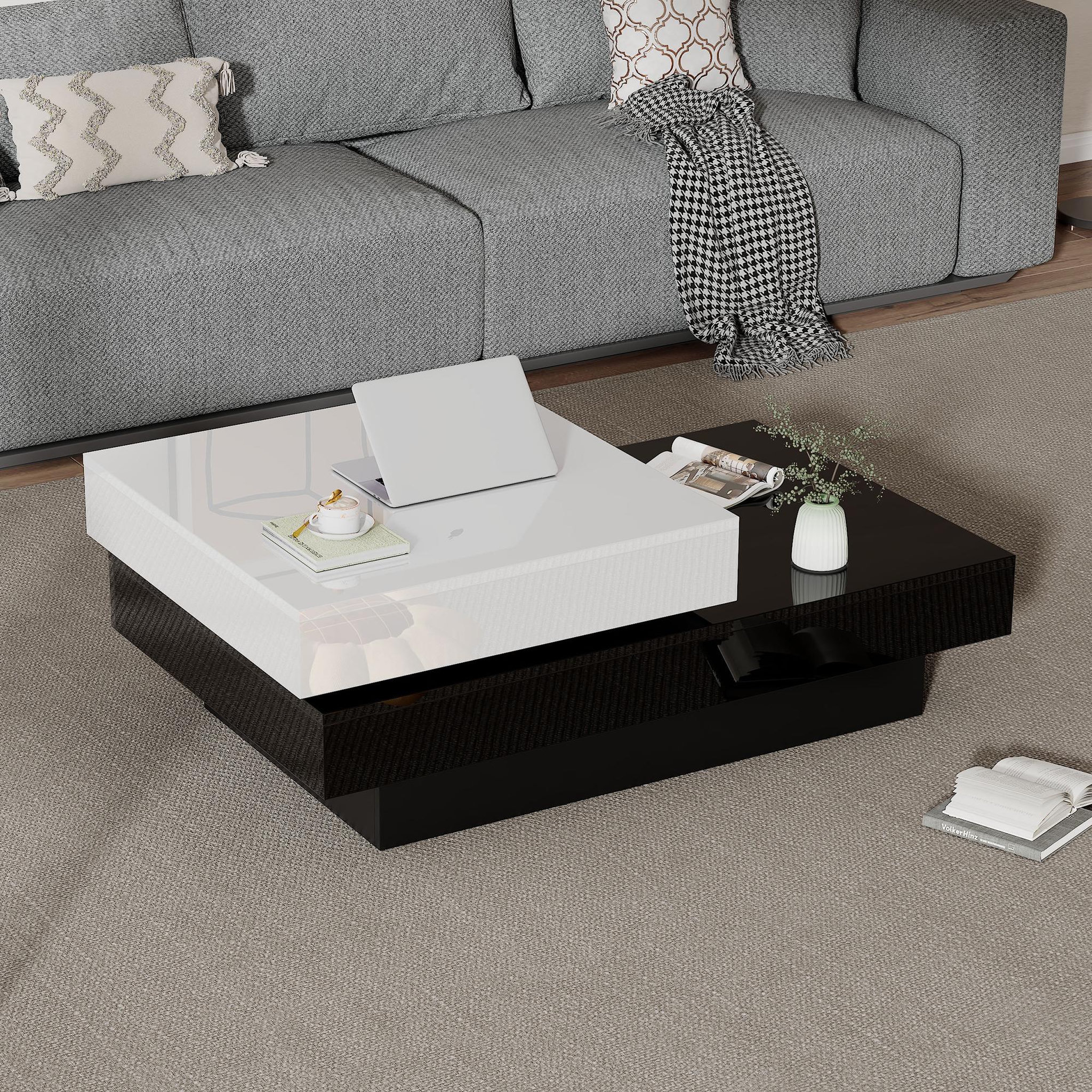 Voir la diapositive 2 : MERAX Table Basse Avec Une Table Rotative à 360 Degrés