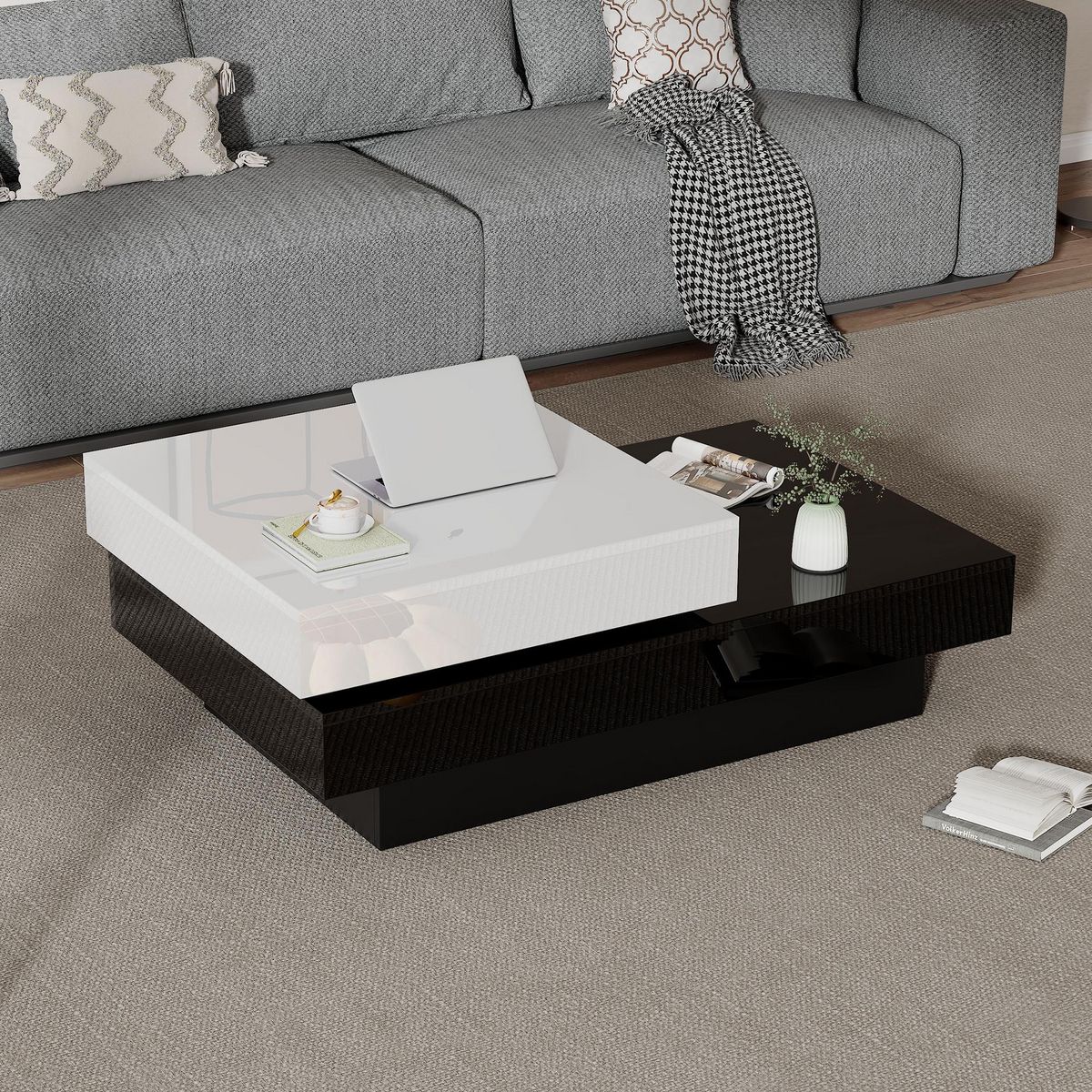 MERAX Table Basse Avec Une Table Rotative à 360 Degrés