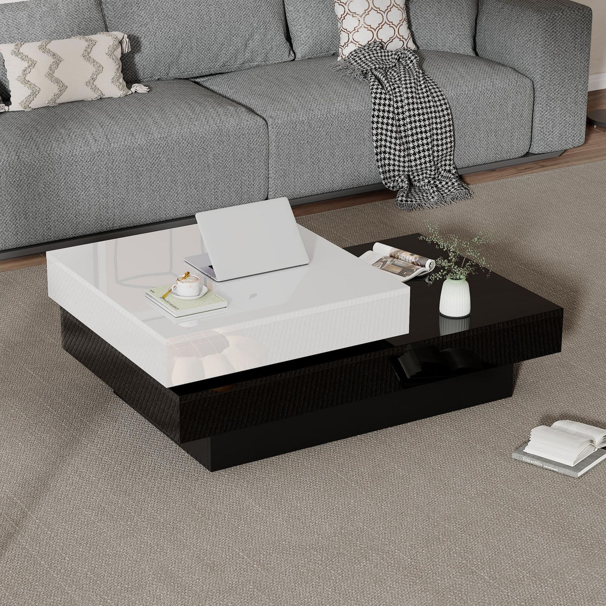 MERAX Table Basse Avec Une Table Rotative à 360 Degrés